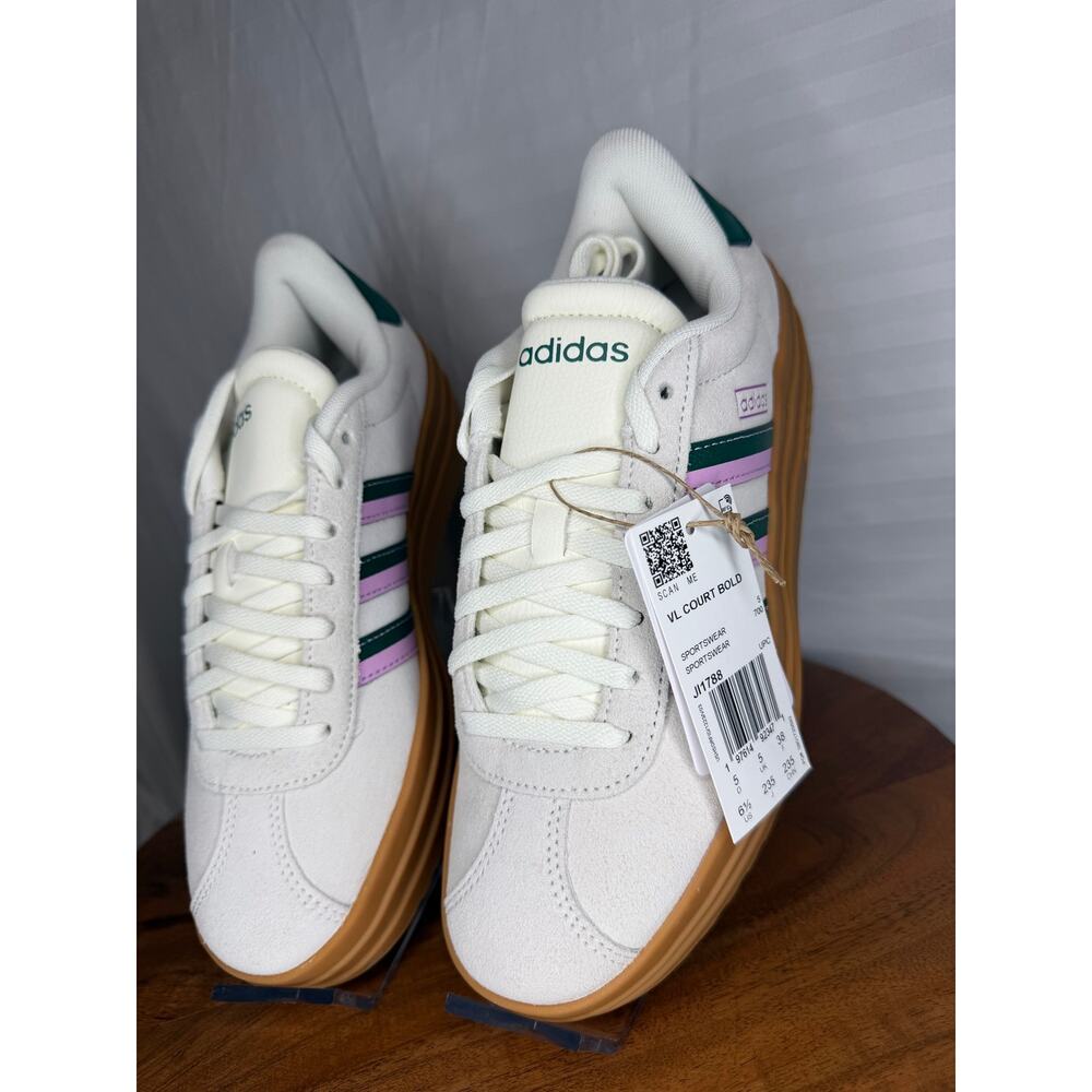 Adidas VL Court Bold Platform Sneakers White Pink Green Gum Women’s 6.5 NWT - Picture 3 of 16